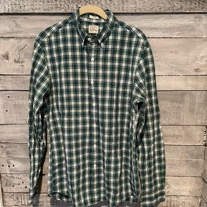 J. Crew Casual Cotton Button Up in Green & Blue Plaid, size M